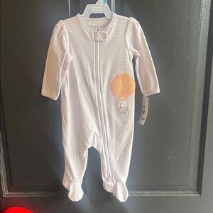 Carter's Pink Striped Footie with Balloon Patch